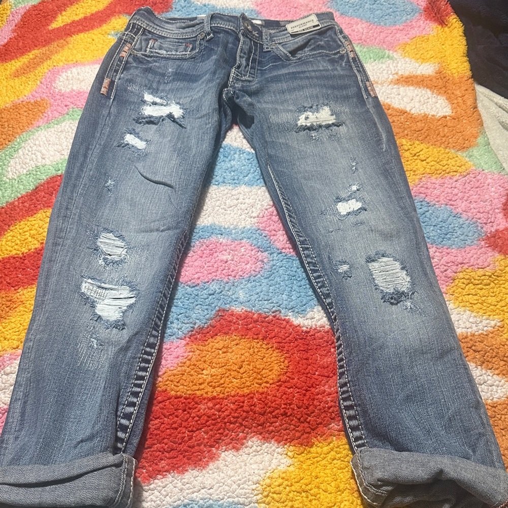 BKE Straight Leg Women's Jeans - Distressed Blue - Picture 4 of 4